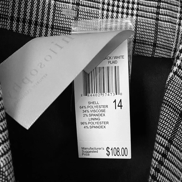 PHILOSOPHY | Double Breasted Black and White Plaid Blazer Jacket Size 14 - Picture 10 of 12